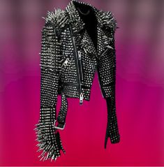 Women Full Black Steam Punk Silver Long Spiked Studded Jacket Leather Jacket Rock, Rock Punk Style, Gothic Ideas, Gothic Jackets, Punk Women, Womens Black Leather Jacket, Studded Leather Jacket, Goth Clothing, Studded Jacket