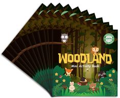 woodland mini activity books with animals in the woods, set of 6 - includes 4x5 inch cards