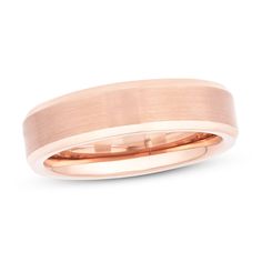 A satin finish and polished edges add subtle contrast to this dashing wedding band. Crafted of rose tungsten carbide, the 6mm band is This wedding band is available in sizes for men or women. Tungsten Metal, Forever Wedding, Kay Jewelers, Satin Wedding, Mens Band, Now And Forever, Womens Wedding Bands, Tungsten Carbide, Wedding Board