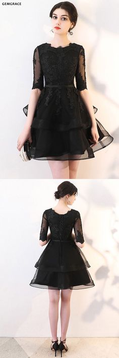 Modest Homecoming Dresses, Trendy Dresses Formal, Trendy Party Dresses, Short Noir, Black Homecoming Dress, Cheap Homecoming Dresses, Homecoming Party, Dress With Ruffles, Dresses Cheap