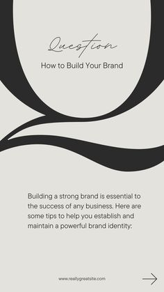 a white and black poster with the words question how to build your brand