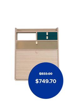 a wooden box with a blue label on it and the words $ 799 00