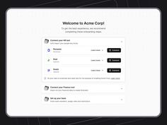 the welcome screen for acne corpp, which allows users to sign up and receive information