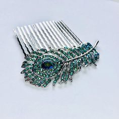 Sparkly Peacock Rhinestone Feather Hair Comb Hair Accessory | Etsy Peacock Accessories, Feather Hair Comb, Peacock Jewelry, Wedding Hair Jewelry, Hair Comb Accessories, Feather Wedding, Feather Hair, Comb Hair, Jewelry Bridesmaid