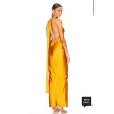 New ! Size M Polyester Blend Imported Dry Clean Recommended Unlined Halterneck Tie Closure Open Back With Faux Pearl Detail Revolve Style No. Khar-Wd6 Manufacturer Style No. Kara 1135 R Khanums X Revolve Kara Pearl Trim Maxi Dress Yellow Nwt $355 Yellow Silk Dress For Night Out, Rouched Dress, Tie Maxi Dress, Maid Dress, Dress Yellow, Revolve Clothing, Red Carpet Looks, Lace Maxi Dress, Female Fashion