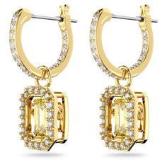 Embrace the designs that inspire today's unique trends. Swarovski's enduring quest for innovation, beauty and excellence is characteristic of their exquisite designs. Take on the trends of today with style in a stunning Swarovski Crystal Yellow Millenia Drop Earrings. -Enjoy free cleaning and inspection at any Day's location for life of these Swarovski Crystal Millenia earrings -Earrings measure 7/8" long x 3/8" wide -Swarovski style number: 5641169 Explore Swarovski and shop other stunning desi Swarovski Millenia, Crystal Yellow, Swarovski Earrings, Tennis Bracelet Diamond, Metal Earrings, Engagement Ring Wedding Band, Diamond Bracelets, Circle Earrings, Chains For Men