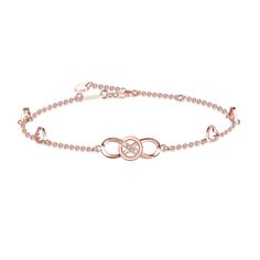 PRICES MAY VARY. ❤ELABORATE DESIGN❤ – The rose gold plated 925 sterling silver knot infinity women's jewelry ankle bracelets represent the endless love, friendship, forever love for women. ❤DIMENSION❤ – Women's Anklets made of 925 sterling silver rose gold. Fastened with a sterling silver lobster clasp, the adjustable anklet is punctuated by a beautiful infinity symbol and four hearts symbol. The infinity symbol is embellished with glittering white cubic zirconia to make it truly eye-catching. N Infinity Anklet, Rose Gold Anklet, Friendship Forever, Large Bracelet, Women Anklets, Gold Anklet, Gold Colors, Infinity Symbol, Be Natural