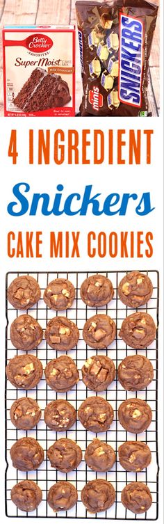 four ingredient snickkers cake mix cookies