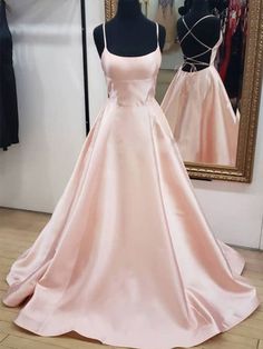 Simple Backless Pink Long Prom Dresses, Pink Formal Graduation Evening Dresses Pink Satin Prom Dress, Light Pink Prom Dress, Graduation Dresses Long, Prom Dresses Cheap, Formal Dresses Graduation, Cheap Formal Dresses, Prom Dresses Long Pink, Prom Dress Plus Size, Pink Prom Dress