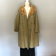 Absolutely Gorgeous Rothmoor Wool Coat With Fur Trimmed Collar. Excellent Vintage Condition. This Coat Still Looks Brand New. I Had All The Buttons Replaced. No Size Tag But Fits Like A Small. Measurements Given Upon Request. Please Review All Pictures As They Are Part Of The Description. Offers Welcome Gold Single-breasted Winter Outerwear, Vintage Khaki Outerwear For Formal Occasions, Gold Buttoned Outerwear For Winter, Vintage Gold Outerwear For Fall, Gold Winter Outerwear With Buttons, Vintage Gold Long Sleeve Outerwear, Vintage Wool Coat, Coat With Fur, Coats Vintage