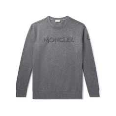 We've heard of quiet luxury and quiet quitting, could this be quiet logomania? Moncler's sweatshirt is made from wool-blend felt and tonally embroidered for a raised, three-dimensional finish. Designer Winter Sweatshirt With Logo Detail, Designer Sweatshirt With Logo For Winter, Designer Sweatshirt With Logo Detail For Winter, Luxury Cotton Sweater With Ribbed Cuffs, Luxury Logo Print Sweater For Fall, Luxury Crew Neck Sweater With Logo Detail, Luxury Winter Sweater With Logo Print, Luxury Logo Print Sweater For Winter, Luxury Winter Sweatshirt