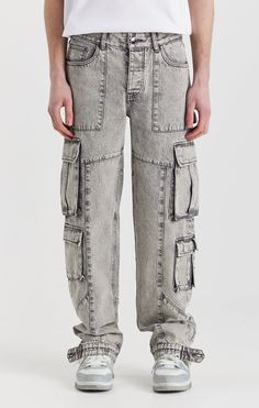 ONLY THE BLIND - Silver Rock Denim Cargo Jeans Urban Gray Distressed Jeans, Gray Utility Denim Cargo Jeans, Gray Denim Utility Cargo Jeans, Gray Distressed Denim Jeans, Distressed Washed Black Denim Cargo Jeans, Gray Denim Jeans With Cargo Pockets, Gray Washed Denim Jeans, Gray Washed Cotton Jeans, Urban Gray Denim Cargo Jeans