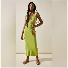 Free People Beach Daniela Lime Green Ribbed Maxi Tank Dress Size: Large Color: Green **This Is For The Green Dress Only. The Other Two Photos Show Fit. Approximate Pit To Pit (Bust Measurement) For Large: 16.5" Unstretched So Timeless With A Touch Of Sultry, This Essential Midi Dress Is Featured In A V-Neck, Fitted Silhouette With Scoop Back Detail And Dropped Armholes For Added Shape. Effortless, Pull-On Style Ribbed Knit Fabrication Deep V-Neckline Free-Est Comprised Of Textured, Free-Flowing Sleeveless Ribbed Maxi Dress For Summer, Chic Ribbed Maxi Dress For Summer, Ribbed Midi Dress For Summer Day Out, Ribbed Midi Dress For A Summer Day Out, Ribbed Midi Beach Dresses, Ribbed Midi Dress For Vacation, Casual Ribbed Maxi Dress For Beach, Casual Ribbed Maxi Dress For The Beach, Casual Ribbed Maxi Dress For Spring