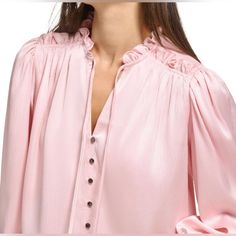 I Only Tried It Once. No Tags But Looks Brand New. Fabric Type 100% Polyester Care Instructions Machine Wash Daywear Tops With Blouson Sleeves And 3/4 Sleeve, Daywear Tops With Blouson 3/4 Sleeves, Elegant Blouse With 3/4 Blouson Sleeves, Pink 3/4 Sleeve Top For Work, Feminine Fall Tops With 3/4 Sleeves, Feminine Tops With 3/4 Sleeves, Chic 3/4 Sleeve Blouse With Button Cuffs, Feminine 3/4 Sleeve Tops For Fall, Pink Tops With Blouson Sleeves For Daywear