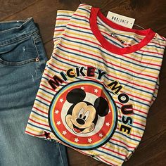 New With Tags. Size Large But Is More Like A Xl. This Top Is Constructed So Well. Adorable With Your Favorite Distressed Jeans Playful Red Mickey Mouse Top, Cute Multicolor Mickey Mouse Tops, Trendy Mickey Mouse Top For Disney Fans, Trendy Mickey Mouse Tops For Disney Events, Red Graphic Tee For Disney Fan Events, Fun Red Tops For Disney Fan Events, Red Graphic Print Top For Disney Fan Events, Retro Mickey Mouse Tops For Disney Fan Events, Retro Mickey Mouse Top For Disney Fan Events