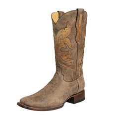 Corral Men's Brown Overlay Square Toe Cowboy Boots - R1432 Brown Overlay, Square Toe Cowboy Boots, Corral Boots, Boot Companies, Men's Boots, Western Boots, Black Green, Boots Men, Cowboy Boots