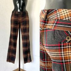 90s Vtg MOSCHINO Jeans Brown Check Pattern Wool Pants Hipster Zipper Open Leg Warm Pants Festival Trousers Women's Straight Trousers Size M ♥ 2 pockets on back with button ♥ Zippered Splits on sides ♥ 2 Side Pocket ♥ Black lining till knee Condition: Vintage condition: Excellent Vintage Condition. Tag: Moschino Jeans Materials: 90% Wool, 7% Polyamid, 3% Elastan Size: I44, USA 8, F40, GB 12, D 40 Measurements: laying flat and tied closed Length: 95cm = 37,4'' Waist: 88cm = 34,6'' Hips: 102cm = 40,1'' Trousers Leg Length inside: 78cm = 30,3'' Front Rise: 20cm = 7,9'' Leg Width Bottom: 28cm = 11'' Pant Leg Opening : 18 cm = 7'' **Measurements are taken with the garment lying flat. (Some sizes then doubled - Bust, Waist, Hips). Be sure to leave room for movement and comfort** Additional Notes: Festival Trousers, Moschino Jeans, Jeans Brown, Warm Pants, Straight Trousers, Jeans Material, Wool Pants, Check Pattern, Trousers Women