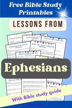 the bible study guide for children and adults, with text that reads lessons from ephesans