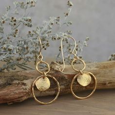 Gold Crushing Earrings in handcrafted vermeil Hammered Yellow Gold Circular Earrings, Yellow Gold Hammered Circle Earrings, Gold Hammered Circle Earrings, Nickel-free Gold Open Circle Jewelry, Gold Circle Earrings 14k Gold Filled, Gold Open Circle Nickel-free Earrings, Nickel-free Gold Open Circle Earrings, Gold Nickel-free Open Circle Earrings, Hand Forged Gold Round Disc Jewelry