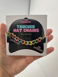 Introducing our Trucker Hat Chains - a unique accessory that elevates your style  Choose from different chain options to match your personal style and hat colors. Can also be used for backpacks, jackets, and anything it'll clasp onto.  Features: *Length & Adjustability: Featuring an adjustable length mechanism to fit various hat sizes and wearer preferences *Easy Clip-On Design: Equipped with a secure, yet easy-to-use clasp that attaches seamlessly to your trucker hat and clothing, making it a b Hat Chain, Rainbow Hat, Clothing Making, Rainbow Hats, Rave Accessories, Chapeau Cowboy, Hat Accessories, On Design, Stylish Gifts