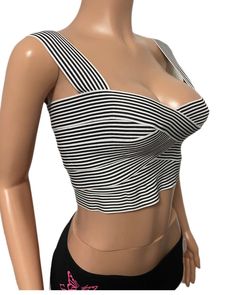 Striped bandage style bustier crop top S/M black/white Y2K White Y2k, Style Crop Top, Up Styles, Womens Clothing Tops, Pin Up, Vintage Outfits, Crop Top, Black White, Women Accessories