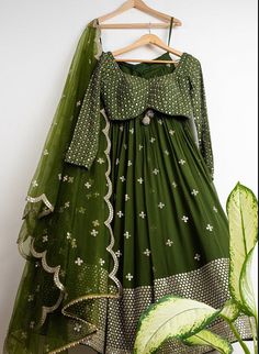 Olive Jade & Gold Abla Lehenga Set | WaliaJones Abla Work, Lehenga Choli Designs, Bridesmaid Lehenga, Green Lehenga, Indian Lehenga, Designer Lehenga Choli, Chaniya Choli, Net Dupatta