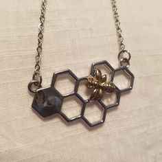 Never Worn Necklace With Honeycomb And Bee. Adjustable Length. Bee Necklace, Honeycomb, Womens Jewelry Necklace, Bee, Jewelry Necklaces, Women Jewelry, Necklaces, Silver, Women Shopping