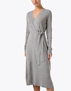 This dress from Allude is a must-have staple in your closet. Crafted from a melange of wool and cashmere, this wrap dress features a v-neckline, a tie waist, and a midi hem. Pair yours with kitten heels and gold jewelry for a seasonally chic ensemble. Lela Rose, Grey Dress, Fall Essentials, Clothing Essentials, City Prints, Veronica Beard, Fall Shopping, Gray Dress, V Neck Dress