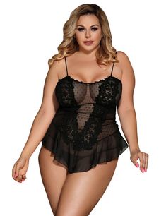 #ad Premium Quality Sexy Plus Size 8-22 Elegant Black Babydoll Lingerie Lace Floral Peplum Hot, Fashion sexy clothing Night Skirt, Women Embroidery, Lingerie Babydoll, Lingerie Plus, Look Plus Size, Lingerie Plus Size, Lace Material, Lace Babydoll, Babydoll Lingerie