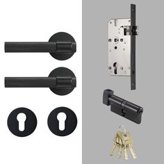 TOLLO Satin Nickel Brass Lever Door Handle & Lock Set - meraki. Dark Doors, Mortice Lock, Privacy Lock, Lever Door Handles, Brass Interior, Mortise Lock, Door Handle Sets, Lock Set, Door Lever