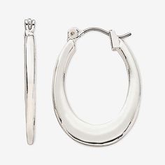 Included: 1 Pair of EarringsFeatures: HypoallergenicEarring Back: PostMetal Color: Silver ToneEarring Length: 1 InchMetal: ZincCare: Wipe CleanEarrings Style: Hoop EarringsCountry of Origin: Imported Formal Hypoallergenic Oval Hoop Earrings, Modern Oval Hoop Earrings With Ear Wire, Nickel-free Hoop Earrings For Anniversary, Nickel-free Oval Hoop Earrings For Anniversary, Oval Nickel-free Hoop Earrings For Anniversary, Hypoallergenic Oval Hoop Earrings For Anniversary, Anniversary Hypoallergenic Oval Hoop Earrings, Nickel-free Oval Hoop Earrings For Everyday, Oval Nickel-free Hoop Earrings For Everyday Wear