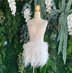 MARAYA White Rhinestone Sleeveless Mini Dress - Etsy Mini Feather Dress, Feather Wedding Dress, Feathered Dress, White Feather Dress, Vegas Wedding Dress, Feather Cocktail Dress, Wedding Dress With Feathers, Feather Prom Dress, Feather Wedding