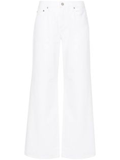 white organic cotton denim distressed effect low-rise belt loops classic five pockets rivet detailing full-length flared hem concealed fly and button fastening This item is made from at least 50% organic materials. Learn more about what makes a product Conscious on our Conscious Criteria page White Jeans Low Rise, White High-rise Flare Jeans With Frayed Hem, White High Rise Flare Jeans With Frayed Hem, White Flare Jeans With Five Pockets, White Wide Leg Jeans With Frayed Hem, White Mid-rise Flare Jeans With Frayed Hem, White Denim Flare Jeans With Frayed Hem, White High Waist Flare Jeans With Frayed Hem, White High-waist Flare Jeans With Frayed Hem