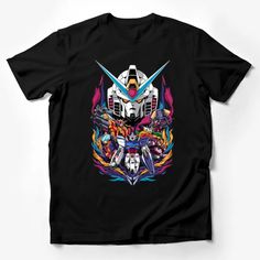 Retro Robot Anime T-Shirt, Vintage Mecha Design, Colorful Sci-Fi Graphic Tee, Unisex Fashion Male T-Shirt Custom graphic T-Shirt.Customize your color Graphic Tee With Character Print In Multicolor, Multicolor Character Print Graphic Tee, Black Short Sleeve Shirt With Cartoon Print, Colorful Sublimation Print Short Sleeve Tops, Colorful Short Sleeve Tops With Sublimation Print, Multicolor Short Sleeve Sublimation Design For Fans, Colorful Graphic Tee With Crew Neck, Colorful Crew Neck Graphic Tee, Multicolor Graphic Tee With Short Sleeves