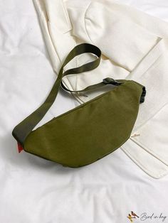 BirdinBag - Green Polyamide Medium Zipper Fanny Pack - Sleek Minimalist Design Adjustable Bag, Bum Bag, Bird In Bag, Waist Bag, Army Green, Minimalist Design, Solid Color, Size Medium, Zipper