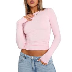 PRICES MAY VARY. Material: The long sleeve crop tee tops is made of high quality polyster and spandex Fine Workmanship: The tight long sleeve shirt is fine workmanship, soft stretch and comfortable Features: Crop tops, slim fit, solid color, long sleeve, trendy clothes for teen girls, cropped t shirts for women, cute crop tops for women, long sleeve crop tops, crop top, basic long sleeve tops for women, women long sleeve shirt tops,cropped long sleeve tops for women, fitted long sleeve tops for Cropped Tops, Streetwear Y2k, Solid Tops, White Crop Top, Top Casual, Workout Tops, Long Sleeve Pullover, Shirt Sleeves, Workout Shirts