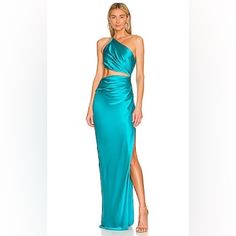 There Is A Black Line Through The Designer Name To Prevent Any Illegal Store Returns. Aqua Dress Formal, Aquamarine Bridesmaid Dress, Aqua Formal Dress, Blue Silk Evening Dress For Dinner, Blue Silk Maxi Dress For Night Out, Turquoise Dress Outfit Wedding, Aqua Blue Prom Dress, Turquoise Dress Outfit, Aqua Prom Dress