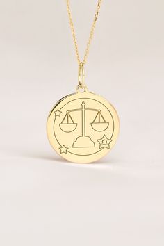 If you wish we can personalize your 14k Solid Gold Baby Libra Necklace. A Dainty and unique gift for Newborns, Birthdays, Baby Showers and Toddlers! ● MATERIAL 14k SOLID GOLD ● Chain Length or Without Chain - Without Chain - 40 cm / 16 inches - 45 cm / 18 inches - 50 cm / 20 inches ● PENDANT SIZE [The jump ring (bail) is not included in the measurements] - 13 mm / 0.51 Inches diameter - 14 mm / 0.55 Inches diameter - 15.3mm / 0.6 Inches diameter - 16.5mm / 0.65 Inches diameter - 19 mm / 0.75 Inc Customizable 14k Gold Necklace, Customizable Round 14k Gold Necklace, Symbolic Personalized Necklace For Birthday Gift, Personalized Gold Necklaces For Personal Use, Personalized Gold Necklace For Personal Use, Customizable Yellow Gold Necklaces For Birthday, Nickel-free Yellow Gold Jewelry For Birthday, Customizable May Birthstone Jewelry, Symbolic Personalized 14k Gold Jewelry