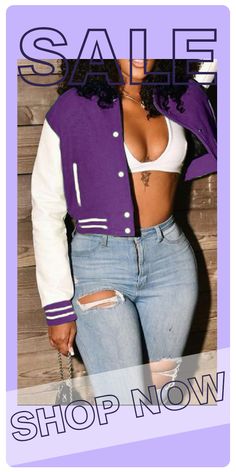 Purple Casual Solid Buckle Outerwear Trendy Fitted Solid Color Outerwear, Trendy Purple Outerwear, Fitted Varsity Outerwear For Spring, Trendy Spring Outerwear For College, Trendy Fitted Summer Outerwear, Casual Purple Outerwear For Summer, Casual Purple Summer Outerwear, Trendy Fitted Outerwear For Day Out, Summer Fitted Purple Outerwear