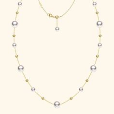 Material: Akoya pearl and 18K solid yellow gold Akoya saltwater cultured pearl Necklace Style:Small Style: 8 pears around 7.0-7.5 mm and 1 pearl on the adjustment chain around 3.5-4.0 mmLarge Style: 12 pearls around 6.5-7.0 mmAlternate Style: 5 pearls around 7.0-7.5mm and 7 pearls around 5.0-5.5 mm The necklaces of large and small styles are mainly about 7.0-7.5 pearls, and there is only a difference in quantity. The Alternate Style is a necklace with large and small pearls. Please keep an eye o Classic Yellow Gold Pearl Necklace, Fine Jewelry Akoya Pearl Chain Necklace, Fine Jewelry Akoya Pearl Necklace, Gold Akoya Pearl Single Strand Necklace, Fine Jewelry Yellow Gold Single Strand Pearl Necklace, Yellow Gold Single Strand Pearl Necklace, Classic Yellow Gold Pearl Drop Necklace, Yellow Gold Pearl Necklace With Round Beads Pendant, Yellow Gold Akoya Pearl Necklace For Anniversary