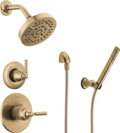 an image of a shower faucet with thermostaer and hand shower head