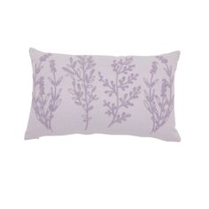 a lavender pillow with purple flowers on it