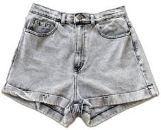 Gray Jean Shorts For Summer, Trendy Gray Shorts For Summer, Trendy Gray Summer Shorts, Trendy High Waist Gray Jean Shorts, Casual Gray Short-length Jeans, Gray Cotton Cutoff Bottoms, Gray Cutoff Shorts For Summer, Gray Cutoff Jean Shorts For Spring, Spring Gray Cutoff Jean Shorts