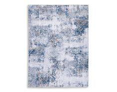 an abstract blue and white rug with lots of small squares on the bottom of it