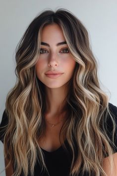 Balayage Inspiration: 16 Color Ideas for Brunette Hair Hair Balayage Cool Tones, Fall Hair Blonde To Brunette, Blonde And Brunette Hair Color, Changing From Blonde To Brunette, Blended Hair Color Balayage, Blonde Balayage Wedding Hair, Balayage Hair Inspiration, High Dimension Brunette, Brown And Blond Balayage