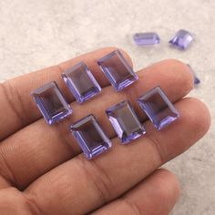 Rectangle Shape Loose Gemstone Amethyst Quartz For Jewelry Making Lot of 10 Pcs Stones For Jewelry Making, Blue Tanzanite, Amethyst Quartz, Unique Jewelry Designs, How To Make Earrings, Precious Gemstones, Jewelry Creation, Jewellery Making, Jewelry Making Supplies