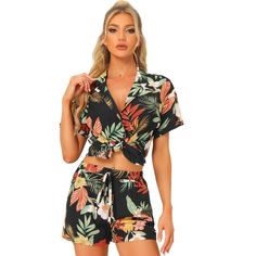 Are you planning a summer vacation? Make sure to pack a stylish ensemble that's perfect for any occasion! Consider packing a short-sleeved shirt and casual shorts with a trendy Hawaiian floral leaf pattern. This fresh and fashionable outfit is perfect for any summer activity, whether it's a carnival, festival, vacation, beach trip, or even a theme party. You're sure to receive many compliments with this Hawaiian floral outfit, making it a perfect choice for any summer event. It also makes a grea Casual V-neck Summer Set, Short Beachwear Tops For Summer, Summer V-neck Hawaiian Shirt, Beachwear Short Sleeve Set For Day Out, Beachwear Set With Short Sleeves For Day Out, V-neck Hawaiian Shirt For Summer Beach, Summer Beach Hawaiian Shirt V-neck, V-neck Hawaiian Shirt For Beach In Summer, Summer Beach Hawaiian Shirt With V-neck