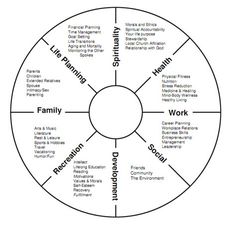 a wheel diagram with the words family, work, and other important things in it