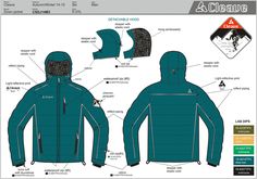 Ski Outerwear & Accessories Tech Pack :: Behance Jacket Design, Motorcycle Jacket