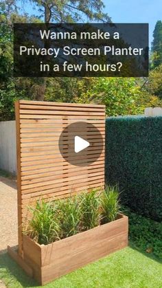 a wooden privacy screen with plants in it and the words wanna make a privacy screen planter in a few hours?